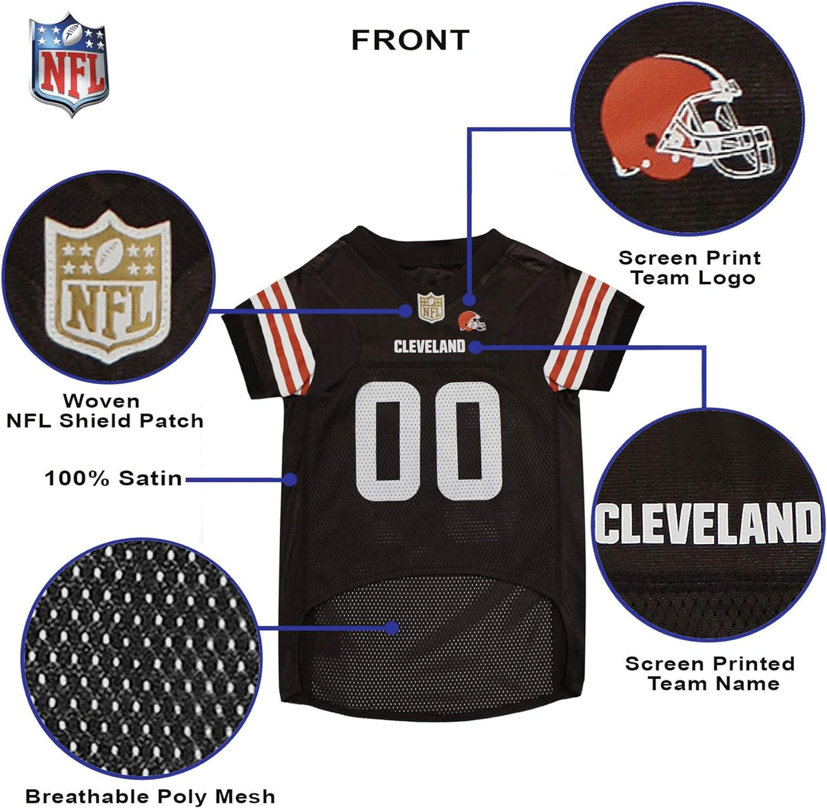 NFL Cleveland Browns Dog Jersey - Medium, Football Jersey Costume for Dogs