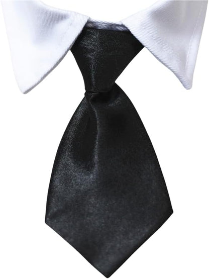 Dog Necktie Pet Tuxedo Cotton Collar with Black Tie for Small Medium and Large Dogs (S)