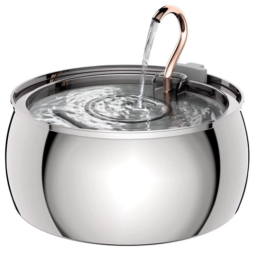304 Stainless Steel Pet Water Fountain 4L/135 Oz with Faucet Silent Filter Automatic Dog Water Fountain Live Water Circulation